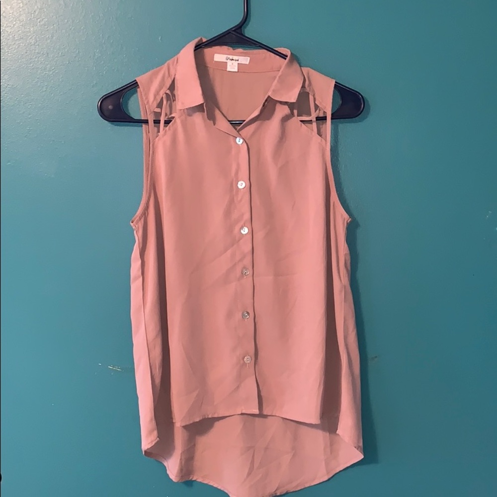 tan button down tank